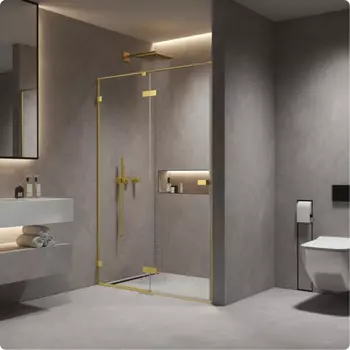 Душевая дверь в нишу AQUAme AQM7408-3-12 120х200 см, стекло прозрачное, профиль золото шлифованное