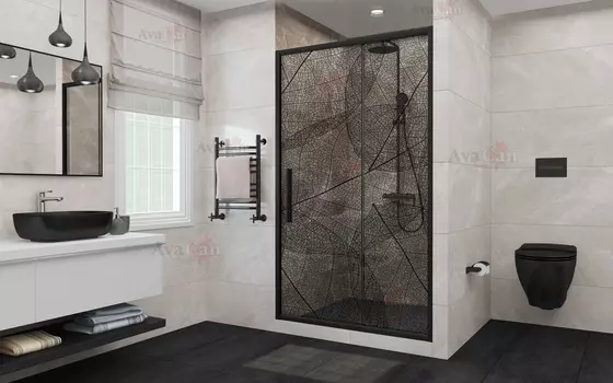 Душевая дверь в нишу AvaCan FB120 120х195 см, профиль черный, стекло тонированное