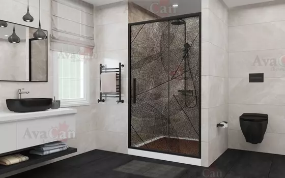 Душевая дверь в нишу AvaCan FB160 160х195 см, профиль черный, стекло тонированное