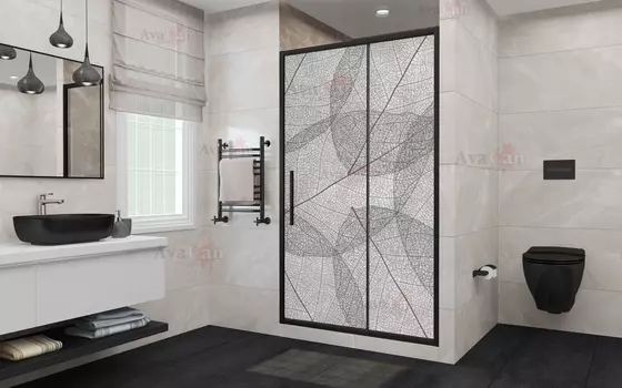 Душевая дверь в нишу AvaCan FB160MT 160х195 см, профиль черный, стекло матовое