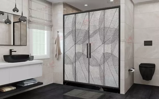 Душевая дверь в нишу AvaCan FB2-170MT 170х195 см, профиль черный, стекло матовое