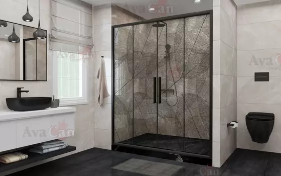 Душевая дверь в нишу AvaCan FB2-190 190х195 см, профиль черный, стекло тонированное