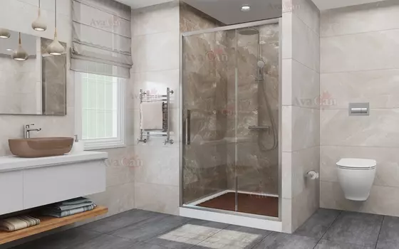 Душевая дверь в нишу AvaCan FC120 120х195 см, профиль хром, стекло прозрачное