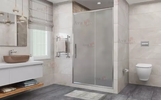 Душевая дверь в нишу AvaCan FC120MT 120х195 см, профиль хром, стекло матовое