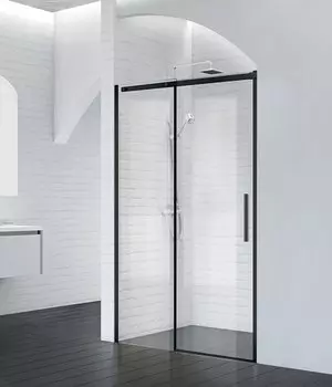Душевая дверь в нишу BelBagno Acqua-BF-1-150-C-NERO профиль черный матовый, стекло прозрачное