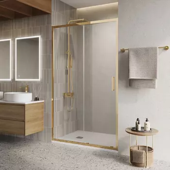 Душевая дверь в нишу BelBagno Luce LUCE-BF-1-100-C-ORO 100х195 профиль золото, стекло прозрачное