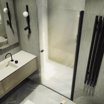 Душевая дверь в нишу Maybah Glass MGD-814-6 90х198 см, профиль черный, стекло сатин