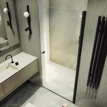 Душевая дверь в нишу Maybah Glass MGD-809-6 90х198 см, профиль черный, стекло бесцветное