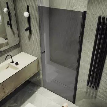 Душевая дверь в нишу Maybah Glass MGD-806-6 80х198 см, профиль черный, стекло графит