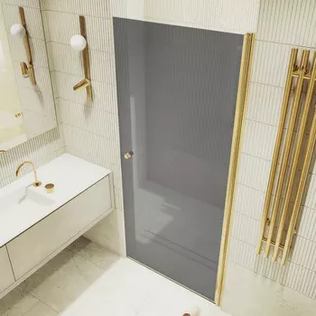 Душевая дверь в нишу Maybah Glass MGD-812-3 90х198 см, профиль золото, стекло графит