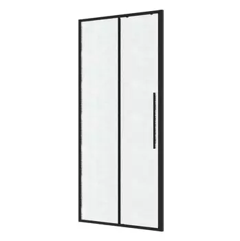 Душевая дверь в нишу Niagara Nova 100х195 см, профиль черный матовый, стекло шиншилла