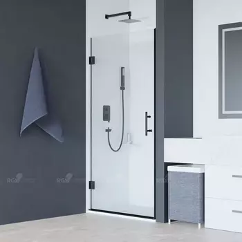 Душевая дверь в нишу RGW Hotel HO-011B 70х195 профиль черный, стекло прозрачное