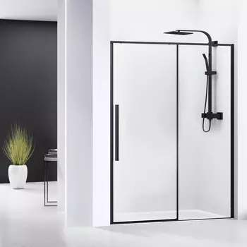 Душевая дверь в нишу RGW Stilvoll SV-12B 140х195 см, профиль черный, стекло прозрачное