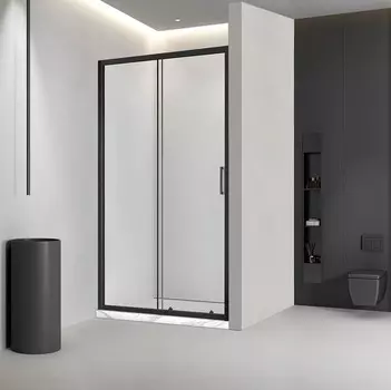 Душевая дверь в нишу Veconi Vianno VN-46B 150х195 профиль черный, прозрачное стекло