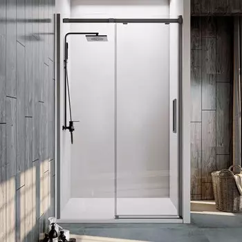 Душевая дверь в нишу Veconi Vianno VN-70GR 160x195 профиль брашированный графит, стекло прозрачное