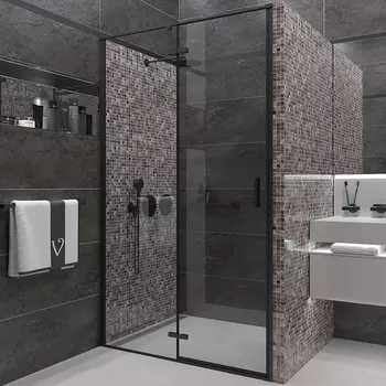 Душевая дверь в нишу Veconi Vianno VN-73B 120x195 профиль черный матовый, стекло прозрачное