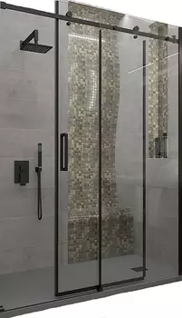 Душевая дверь в нишу Veconi Vianno VN-74B 150x195 профиль черный матовый, стекло прозрачное