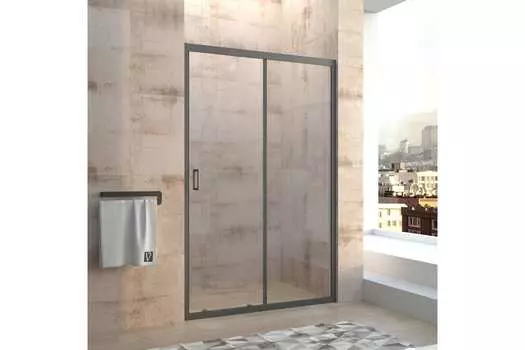Душевая дверь в нишу Veconi Vianno VN-40B 130x185 профиль черный, стекло прозрачное