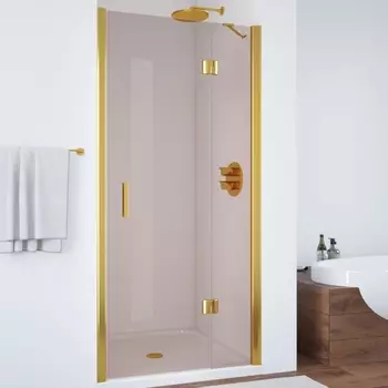 Душевая дверь в нишу Vegas Glass AFP 0110 09 05 R профиль золото, стекло бронза, проем 63 см