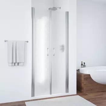 Душевая дверь в нишу Vegas Glass E2P 0100 08 02 профиль хром глянцевый, стекло шиншила