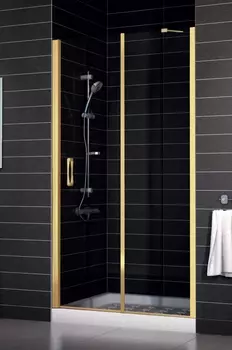 Душевая дверь в нишу Vegas Glass EP-F-1 0130 09 01 L профиль золото, стекло прозрачное
