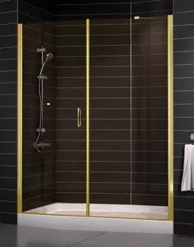 Душевая дверь в нишу Vegas Glass EP-F-2 0160 09 05 L профиль золото, стекло бронза