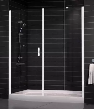 Душевая дверь в нишу Vegas Glass EP-F-2 0175 01 01 L профиль белый, стекло прозрачное