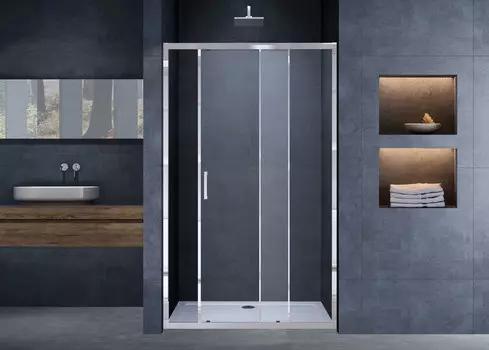 Душевая дверь в нишу Vincea Alpha VDS-3AL 150х190 профиль хром, стекло текстурное