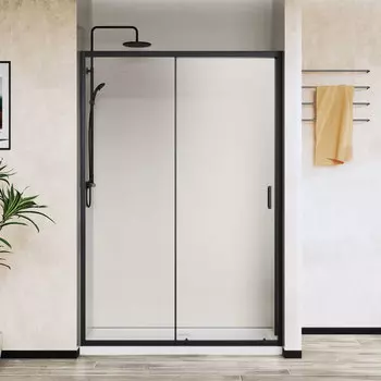 Душевая дверь в нишу Vincea City VDS-5CT150CLB 150x195 профиль черный, стекло прозрачное