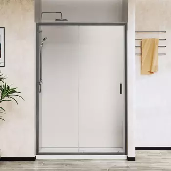 Душевая дверь в нишу Vincea City VDS-5CT110CLGM 110x195 вороненая сталь , стекло прозрачное