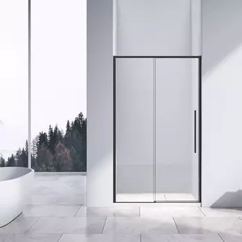 Душевая дверь в нишу Vincea Slim-N VDS-4SN120CLB 120, черная, стекло прозрачное