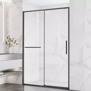Душевая дверь в нишу Vincea Slim Soft VDS-1SS140CLGM стекло прозрачное, профиль вороненый