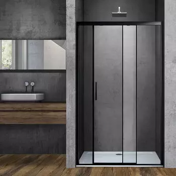 Душевая дверь в нишу Vincea Soft VDS-3SO110CLB профиль черный, стекло прозрачное