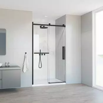 Душевая дверь в нишу Vincea Сomo Soft VDS-1CS110CLB стекло прозрачное, профиль черный