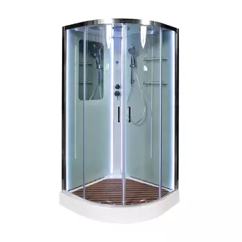 Душевая кабина AvaCan A01LEDKN, 100х100х220 см, стекло прозрачное, профиль хром