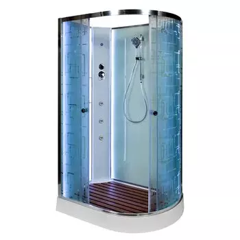 Душевая кабина AvaCan EM1511LNLED+GM, 110х80х208 см, стекло с узором, профиль хром