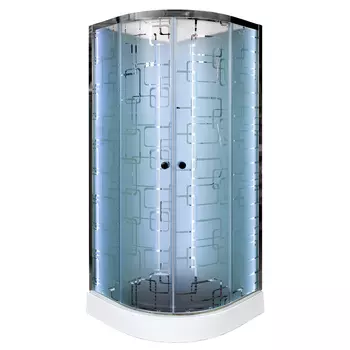 Душевая кабина AvaCan EM1580NLED, 80х80х208 см, стекло с узором, профиль хром