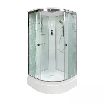 Душевая кабина AvaCan EM3011EL, 110х110х220 см, стекло с узором, профиль хром