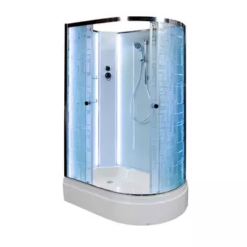 Душевая кабина AvaCan EM3012LNLED, 120х90х208 см, стекло с узором, профиль хром