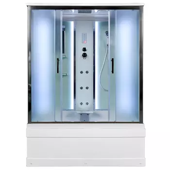 Душевая кабина AvaCan EM4516LED+GM, 160х85х220 см, стекло матовое, профиль хром