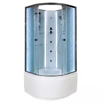 Душевая кабина AvaCan EM5011NLED+GM, 110х110х208 см, стекло с узором, профиль хром