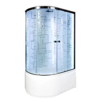 Душевая кабина AvaCan EM5012RLED, 120х90х220 см, стекло с узором, профиль хром