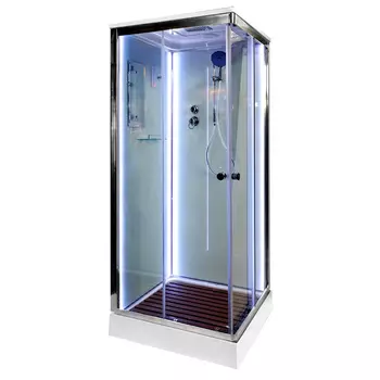 Душевая кабина AvaCan K408SLED, 80х80х220 см, стекло прозрачное, профиль хром