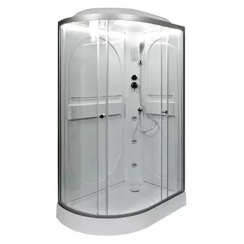 Душевая кабина AvaCan L602RLED+GM, 120х80х215 см, стекло прозрачное, профиль хром