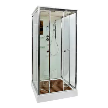 Душевая кабина AvaCan V1015, 100х100х220 см, стекло прозрачное, профиль хром