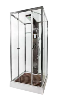 Душевая кабина AvaCan Z111STEAM, 100х100х220 см, стекло прозрачное, профиль хром
