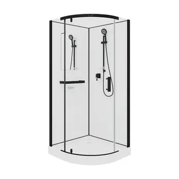Душевая кабина Ceruttispa KORRA90B 90х90 профиль черный, стекло прозрачное