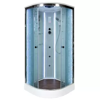 Душевая кабина DTO EM1510LED+GM 100х100х220 см, стекло с узором, профиль глянцевый хром