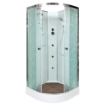 Душевая кабина DTO EM1510NGM 100х100х208 см, стекло с узором, профиль глянцевый хром