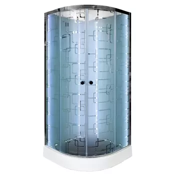 Душевая кабина DTO EM1510NLED+GM 100х100х208 см, стекло с узором, профиль глянцевый хром